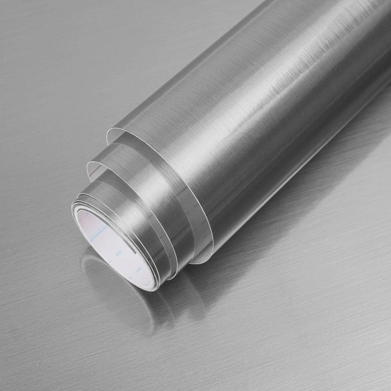 Abyssaly Silver Stainless Steel Locker Wallpaper Self-Adhesive Peel and Stick Refrigerator Wrap 17.71 in X 78.7 in Removable Speaker Dryer Cabinet Oven Appliances Bathroom Kitchen Vinyl Film - Image 1
